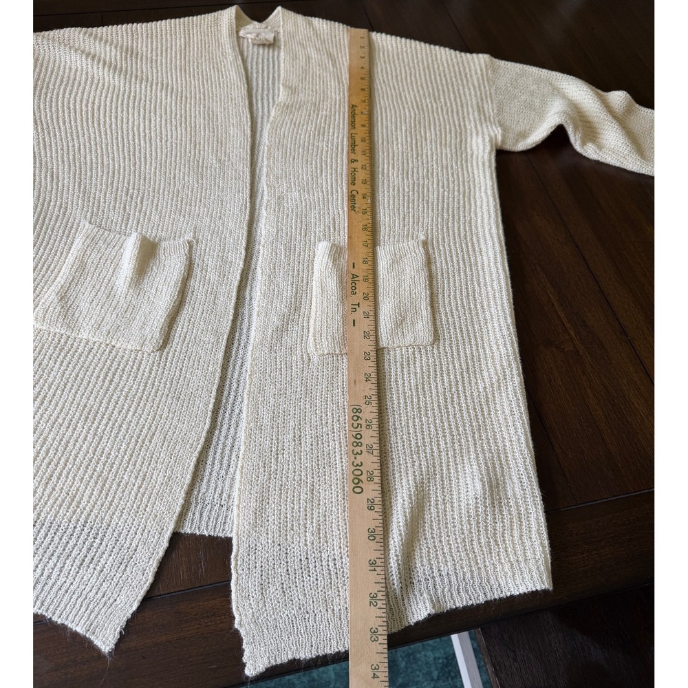Fantastic Fawn Cream Open Front Knit Cardigan Sweater with Pockets Large - Picture 5 of 7
